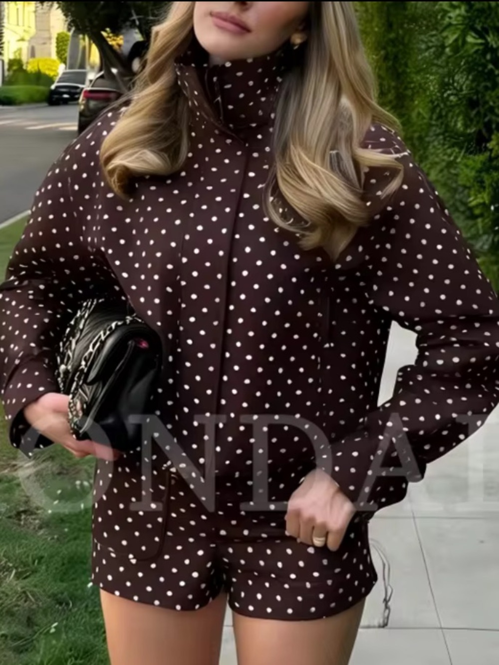 2 Piece Jacket and Shorts Set Polka Dot
